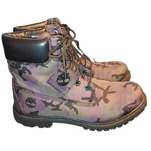 Timberland 6-Inch Premium Iridescent Camo Boots Purple Black Women's 9.5 A25E3